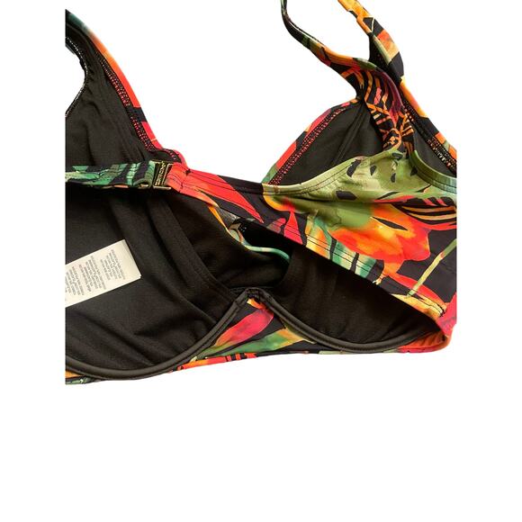 Lauren Ralph Lauren Surplice Underwire Swim Bikini Top Swimsuit Tropical Sz M/8 - Picture 4 of 7
